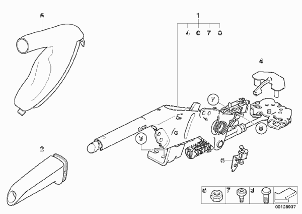 Рычаг стояночного тормоза для BMW E63 645Ci N62 (схема запчастей)