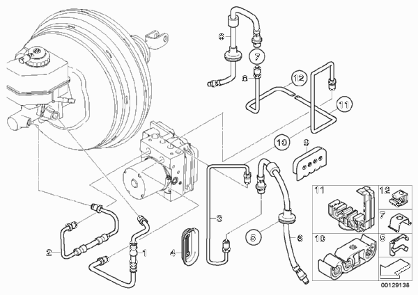 Трубопровод тормозного привода Пд для BMW E83N X3 3.0si N52N (схема запчастей)