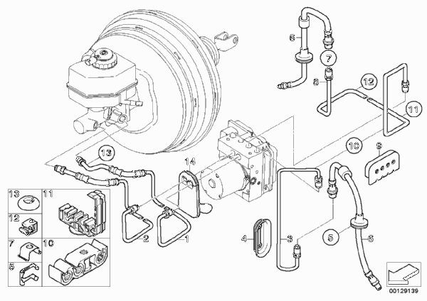 Трубопровод тормозного привода Пд для BMW E83N X3 3.0sd M57N2 (схема запчастей)