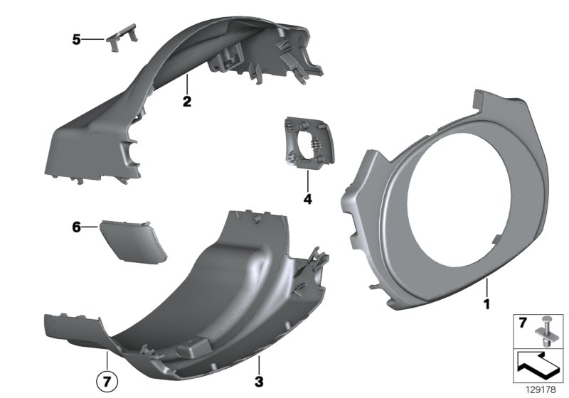 Steering column trim для BMW RR2 Drophead N73 (схема запчастей)