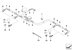 Детали системы омывателей фар для BMW E83 X3 3.0d M57N (схема запасных частей)