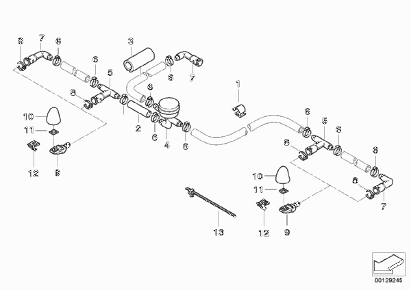 Детали системы омывателей фар для BMW E83 X3 3.0i M54 (схема запчастей)