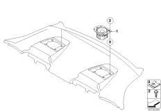 Детали динамика на полке за зад.сиденьем для BMW E63 645Ci N62 (схема запасных частей)