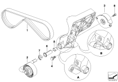 Ременный привод компрессора кондиц. для BMW E39 530d M57 (схема запасных частей)