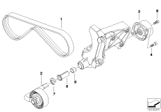 Ременный привод компрессора кондиц. для BMW E46 330Cd M57N (схема запасных частей)