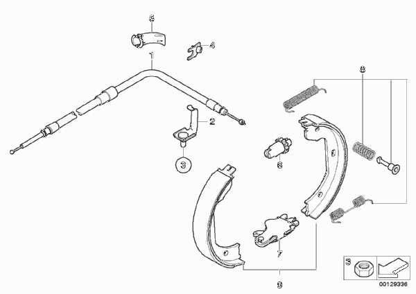 Стояночный тормоз/тормозные колодки для BMW E83N X3 3.0sd M57N2 (схема запчастей)