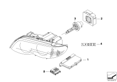 Электронные компоненты ксеноновых фар для BMW E53 X5 4.4i M62 (схема запасных частей)