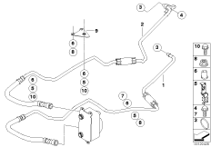 Трубопровод радиатора охл.масла КПП для BMW E60N 550i N62N (схема запасных частей)