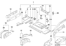 Дополнит.элементы пола багажника для BMW R53 Coop.S JCW GP W11 (схема запасных частей)