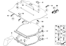 Облицовка пола багажного отделения для BMW E53 X5 3.0d M57N (схема запасных частей)