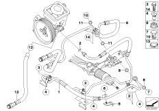 Маслопроводы гидроусилителя рул.управл. для BMW E61 530d M57N (схема запасных частей)