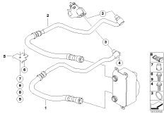 Трубопровод радиатора охл.масла в двиг. для BMW E60 545i N62 (схема запасных частей)
