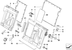 Накладки спинки заднего сиденья для BMW E39 530d M57 (схема запасных частей)