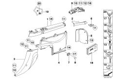 Обшивка багажного отделения Бок для BMW Z3 Z3 M3.2 S54 (схема запасных частей)