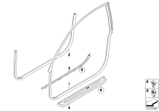 Защитная окантовка/накладки порогов для BMW E64N 650i N62N (схема запасных частей)