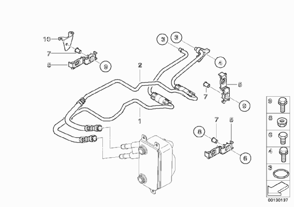 Трубопровод радиатора охл.масла КПП для BMW E66 760Li N73 (схема запчастей)