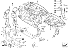 Перегородка багажного отделения для BMW E46 316ti N40 (схема запасных частей)