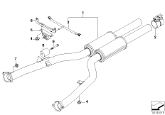 Передний дополнительный глушитель для BMW E63N 650i N62N (схема запасных частей)