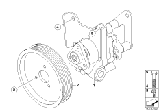 Насос гидроусилителя рулевого управления для BMW E83 X3 3.0i M54 (схема запасных частей)