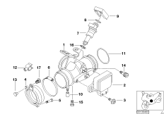 Корпус дроссельной заслонки для BMW R21A R 1150 GS Adv. 01 (0441,0492) 0 (схема запасных частей)