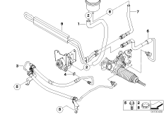Маслопроводы гидроусилителя рул.управл. для BMW E83 X3 3.0i M54 (схема запасных частей)