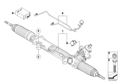 Рулевой механизм с гидроус./блок упр. для BMW E83N X3 3.0d M57N2 (схема запасных частей)