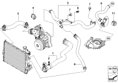 Водяной шланг системы охлаждения для BMW E46 320Cd M47N (схема запасных частей)