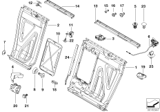 Каркас подушки зад.сид.с люком в спинке для BMW E46 330xd M57N (схема запасных частей)