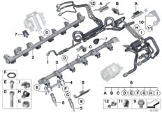 Система впрыска - топливопровод для BMW RR1 Phantom EWB N73 (схема запасных частей)