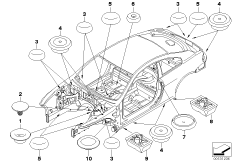 Пробки/заглушки для BMW E63N 630i N53 (схема запасных частей)