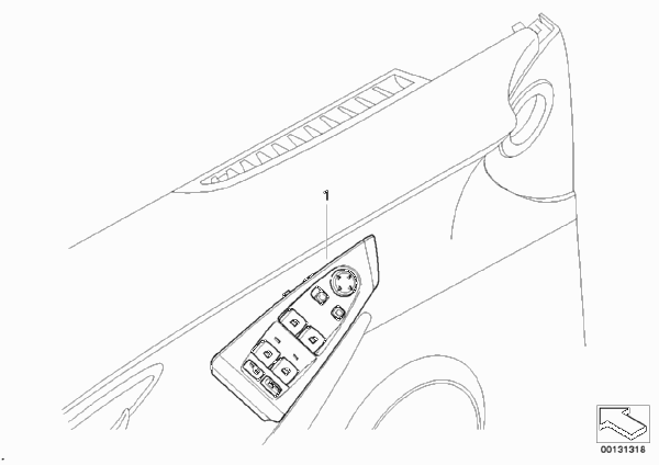 Выключатель стеклоподъемника стор.водит. для BMW E63 645Ci N62 (схема запчастей)