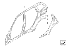 Детали бокового каркаса для BMW E83 X3 3.0i M54 (схема запасных частей)
