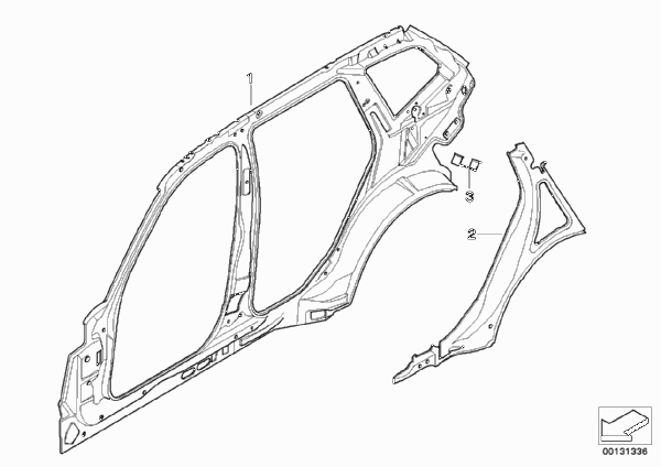 Детали бокового каркаса для BMW E83 X3 3.0i M54 (схема запчастей)
