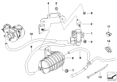 Вакуумная сист.управл.турбонагнетателем для BMW E83 X3 3.0d M57N (схема запасных частей)