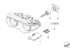 Электронные компоненты ксеноновых фар для BMW E65 740d M67 (схема запасных частей)