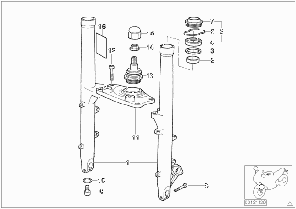 Напр.труба/перемычка вилки Нж для BMW 89V3 K 1200 LT 99 (0545,0555) 0 (схема запчастей)