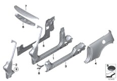 Детали бокового каркаса для BMW R57 Coop.S JCW N14 (схема запасных частей)