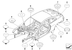 Пробки/заглушки для BMW E63N 630i N53 (схема запасных частей)