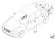Антенный провод телефона для BMW E61 545i N62 (схема запасных частей)