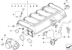 Система впуска с AGR - вакуумное упр. для BMW E60 525d M57N (схема запасных частей)