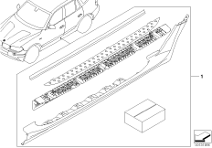 К-т доосн.алюминиевыми порогами для BMW E83N X3 2.5si N52N (схема запасных частей)