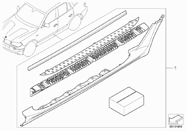 К-т доосн.алюминиевыми порогами для BMW E83N X3 2.5si N52N (схема запчастей)