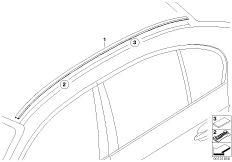 Декоративная планка крыши/леер для BMW E60 530xd M57N2 (схема запасных частей)