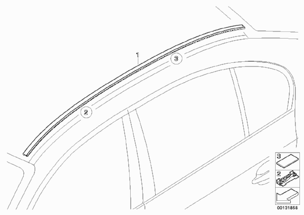 Декоративная планка крыши/леер для BMW E60N 540i N62N (схема запчастей)