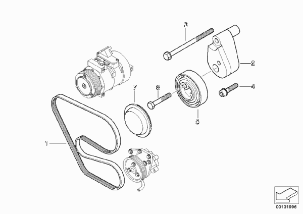 Ременный привод кондиц.и усил.рул.прив. для BMW E67 745LiS N62 (схема запчастей)