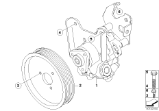 Насос гидроусилителя рулевого управления для BMW E60 525i M54 (схема запасных частей)
