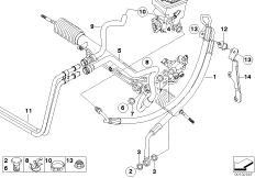 Маслопроводы гидроусилителя рул.управл. для BMW E53 X5 3.0d M57N (схема запасных частей)