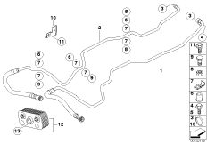 Трубопровод масл.радиатора/теплообменник для BMW E83 X3 2.5i M54 (схема запасных частей)