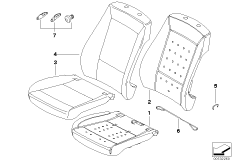 Набивка и обивка базового сиденья Пд для BMW E87 118i N46 (схема запасных частей)
