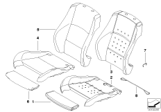 Набивка и обивка спортивного пер.сиденья для BMW E92N 325xi N52N (схема запасных частей)